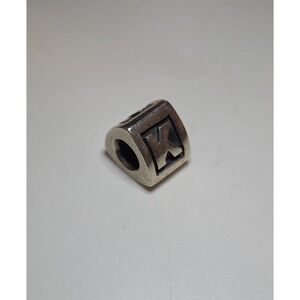 Pandora Solid Sterling Silver Initial 'K' Charm Bead, 925 ALE K